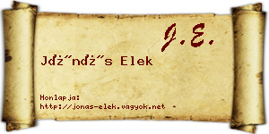 Jónás Elek névjegykártya